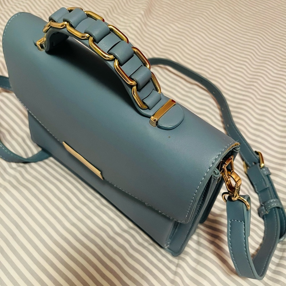 Miztique Blue leather crossbody bag
